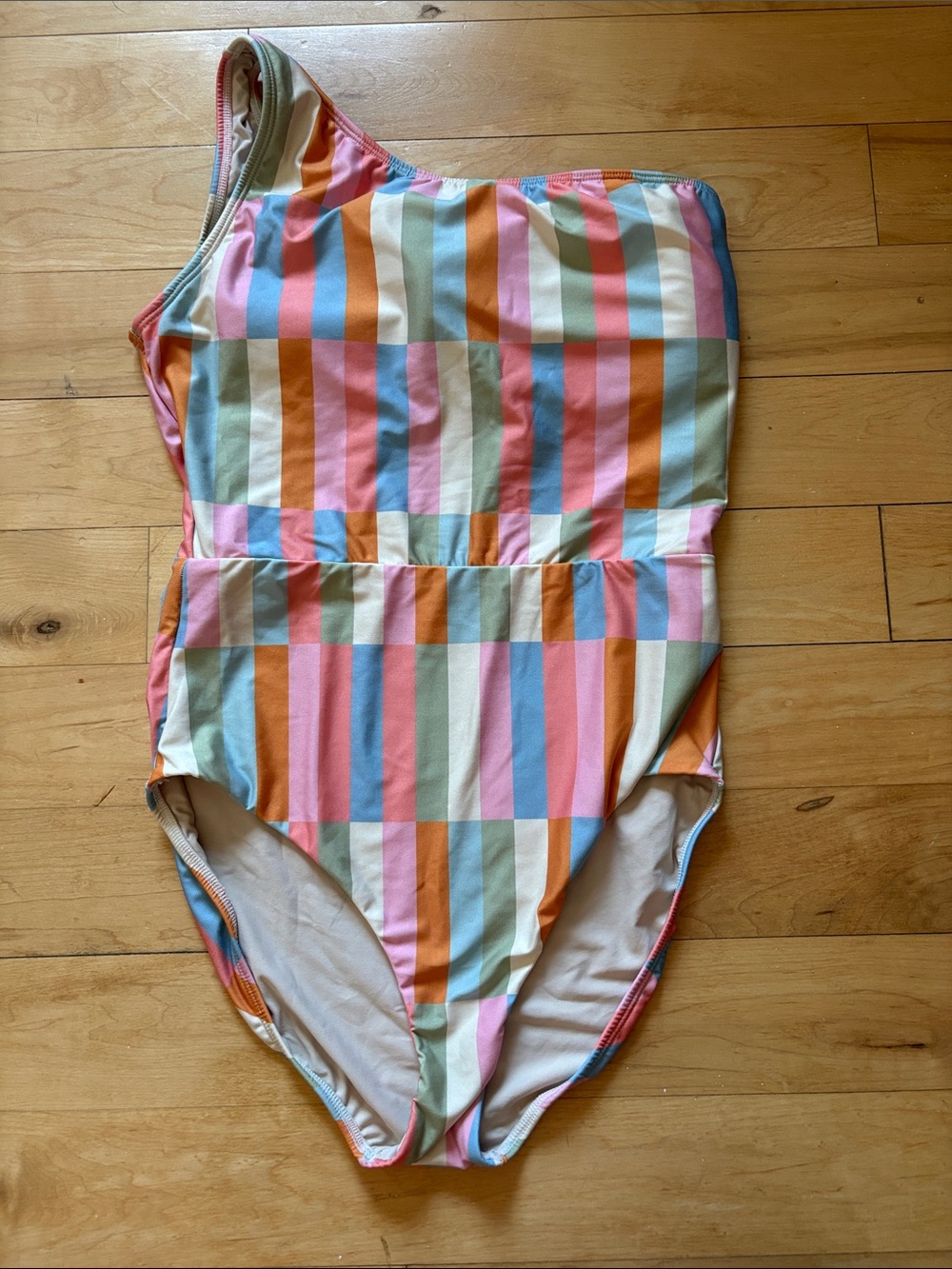 Hermoza One-Shoulder Stripe One-Piece in Pastel Multi